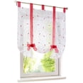 thumbnail image 1 of Store Romain avec Ruban Brodé Rideaux Romains Voilage Transparent à Pattes Rideau, Polyester, Baie, LxH (Rouge,80*140cm), 1 of 3