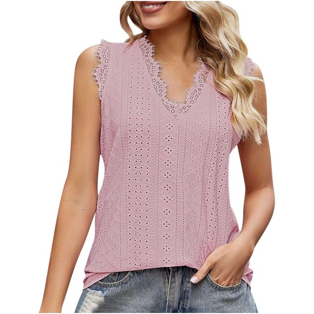 Birdeem Mode Femmes Été Col en V Dentelle Patchwork Sans Manches Haut Aguichant Blouse
