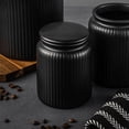 thumbnail image 2 of Thyme & Table, Small Ceramic Ribbed Kitchen Organization Jar, Black, 2 of 6
