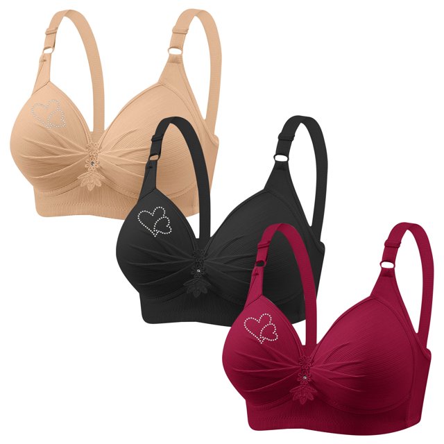 Yuyuzo 3PCS Bras for Women Push up Full Coverage Comfortable Plus Size Soft Seamless Wireless Bras