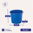 thumbnail image 4 of Homz Seau de Rangement Intérieur Extérieur 17 Gallons avec Poignées, Bleu (4 Pack), 4 of 9