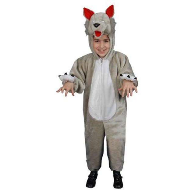 Kids Plush Wolf Costume - Size Medium 8-10