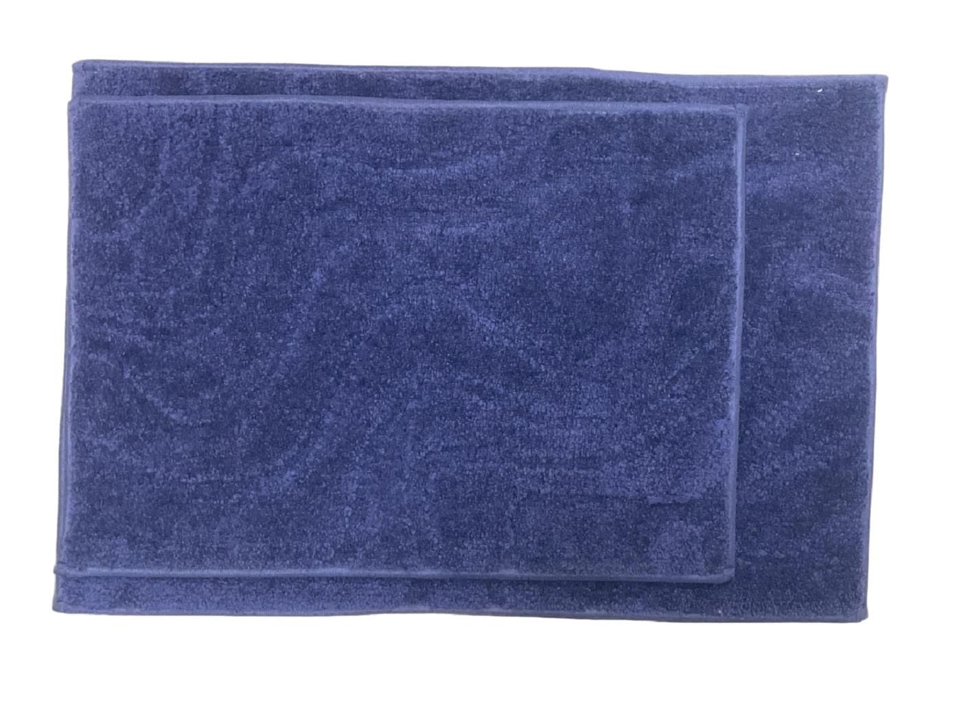 Ensemble de 2 tapis de bain en microfibre bleu marine Home Décor Inc. – Doux, absorbant, antidérapant, à séchage rapide, lavable en machine, convient aux enfants et aux adultes
