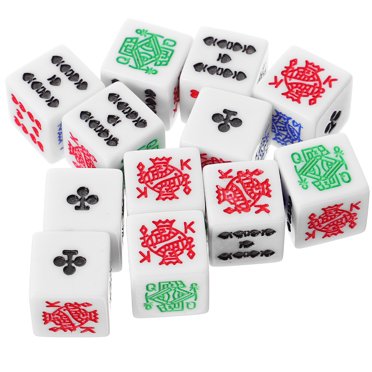 KAKOWELY poker dices 12Pcs Poker Dices KTV Pub Dice Prop Funny Game Dices 6-Sided Poker Dices0.59"X0.59"X0.59"