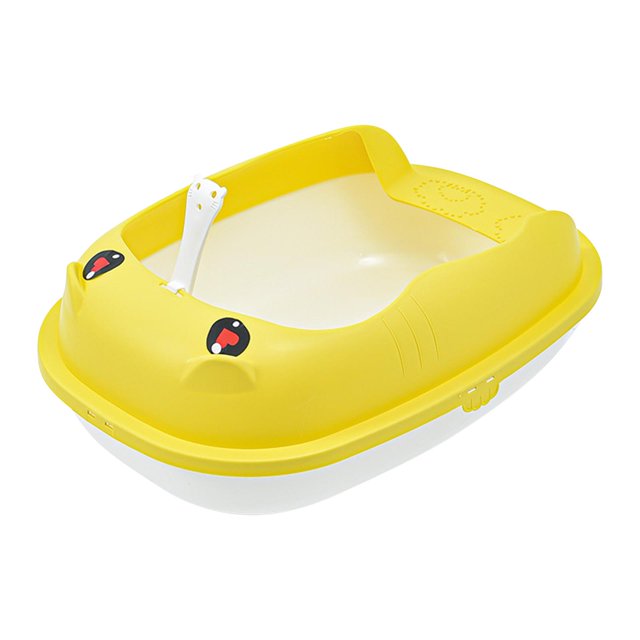 GROWTH TANK Cat Litter Box Cat Potty Pan Detachable Frame Potty Toilet Easy to Clean Yellow Color L