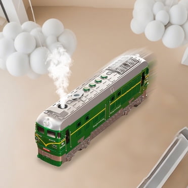 EGNMCR Style Nostalgique Classique des Anciens Train à Vapeur Vert en Cuir Jouet Train à Grande Vitesse Modèle de Rail Léger à Pulvérisation Voiture à Inertie Jouets pour Enfants Train en Plastique