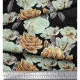 thumbnail image 2 of Soimoi Rayon Fabric Leaves & Rose Flower Printed Fabric 1 Yard 56 Inch Wide, 2 of 3
