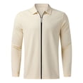 thumbnail image 3 of RXIRUCGD Men's Solid Color Design With Zippered Pockets Long Sleeved Hooded Casual Jacket, Khaki, Size: M, 3 of 5