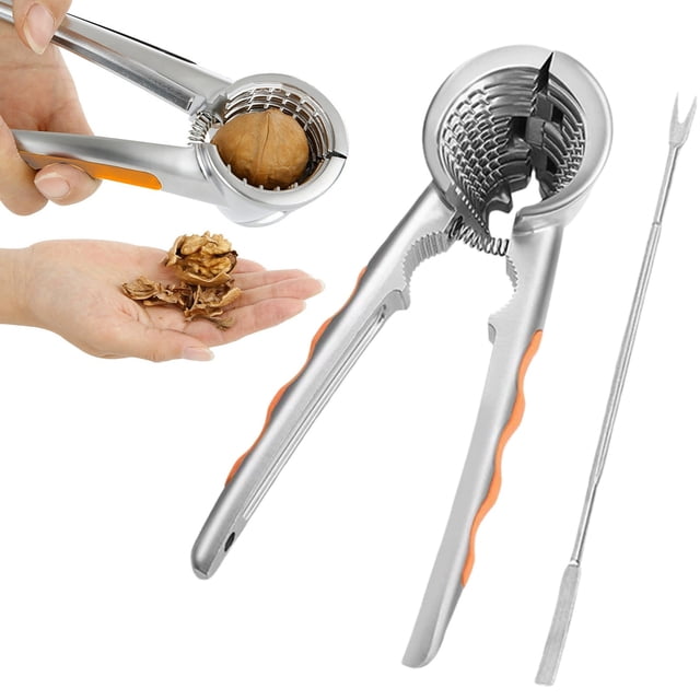 1Pc Pecan Crackers Tool Funnel Walnut Plier Nutcracker Pecan Walnut Plier Clip Tool with Nut Pick,Nut Crackers for All Nuts,Ergonomic Metal Nutcracker for Walnuts,Pecans,Hazelnuts,Almonds & Chestnuts