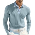 thumbnail image 2 of Timegard Fall Shirts for Men Lapel V Neck Button Long Sleeve Work Business Casual Solid Color Comfy Tops, 2 of 6