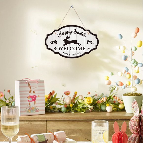 Dvkptbk Easter Bunny Decoration Hanging Easter Egg Wooden Hanging Decoration Holiday Party Wall Decoration Pendant easter decorations