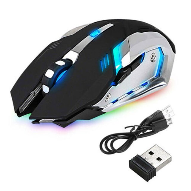 Souris de Jeu Optique Sans Fil à DEL, Poignées Ergonomiques, Souris Haute Résolution, Souris de Jeu Sans Fil pour PC, Ordinateur, Portable, Joueurs de Jeux