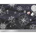 thumbnail image 2 of Soimoi Blue Rayon Crepe Fabric Direction Compass Nautical Decor Fabric Printed Yard 46 Inch Wide, 2 of 5