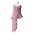 thumbnail image 4 of Women‘s Fairy Spaghetti Strap Sling Long Dress Sleeveless Backless Irregular Ruffle Hem Dress, 4 of 7