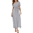 thumbnail image 4 of Robes d'Été pour Femmes 2023 Robes pour Femmes Liquidation Mode Femmes Manches Courtes Plage Pois Bandage Longue Robe Maxi, 4 of 9