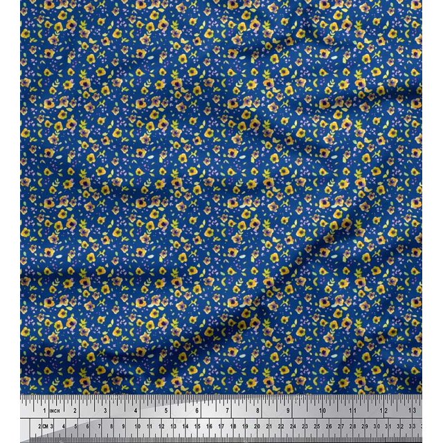 Soimoi Polyester Crepe Fabric Floral Shirting Printed Fabric 1 Yard 52 Inch Wide