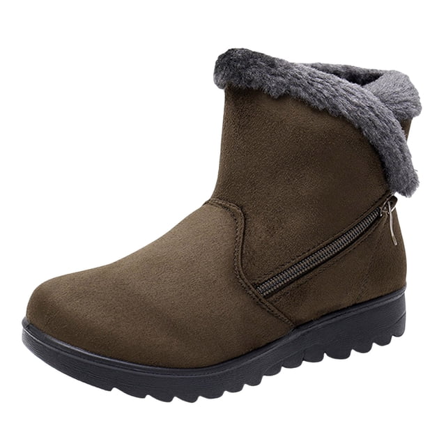 Kyusrd Bottes d'Hiver pour Femmes Bottines Femmes Mode Chaussures d'Hiver Chaudes Bout Rond Talon Moyen Bottes à Tige Moyenne