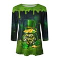 thumbnail image 4 of CEHVOM T-Shirt de la Saint-Patrick pour Femmes Manches 3/4, T-Shirts Imprimés Verts Chanceux pour la Saint-Patrick, T-Shirts Décontractés Col Rond Mode Imprimé Saint-Patrick, 4 of 4