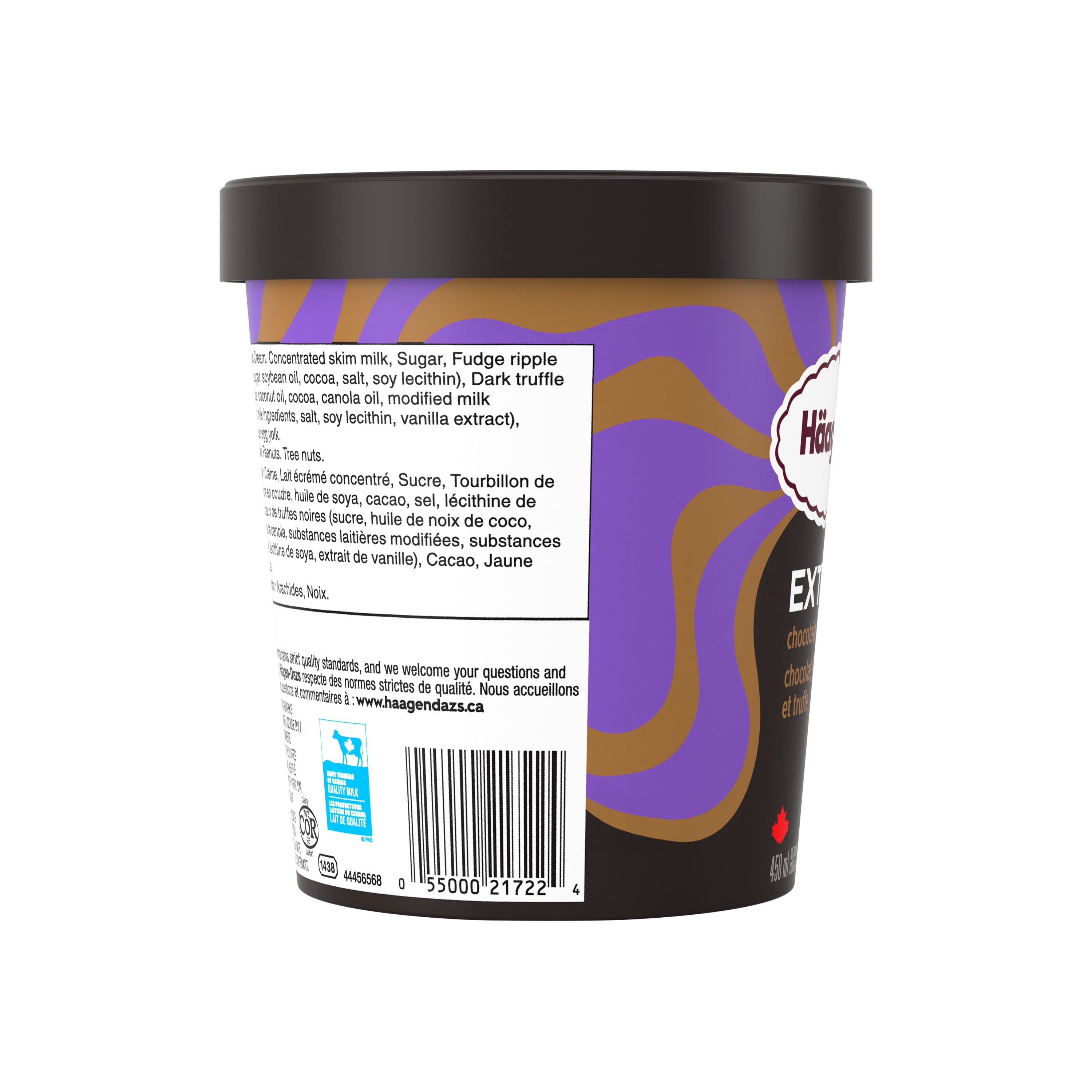 HAAGEN-DAZS Crème glacée EXTRÄAZ Chocolat, fondant et truffe, rubans de fondant, morceaux de truffe 450 ml