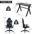 thumbnail image 4 of Goplus X-Shaped Gaming Desk & Racing Style Massage Chair Set Home Office Black+Blue, 4 of 10