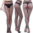 thumbnail image 2 of Penkiiy Bas Résille pour Femmes Pantalons pour Femmes Leggings Aguichant en Maille Transparente Grande Taille Bas Résille Résille Collants Bruns, 2 of 3