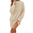 thumbnail image 1 of Gspmoly Robes pour Femmes, Robe Décontractée Ample à Col Semi-Montant à Manches Longues en Tricot Uni pour Femmes, Robes de Vacances pour Femmes jusqu'à 65 % de Rabais, 1 of 6
