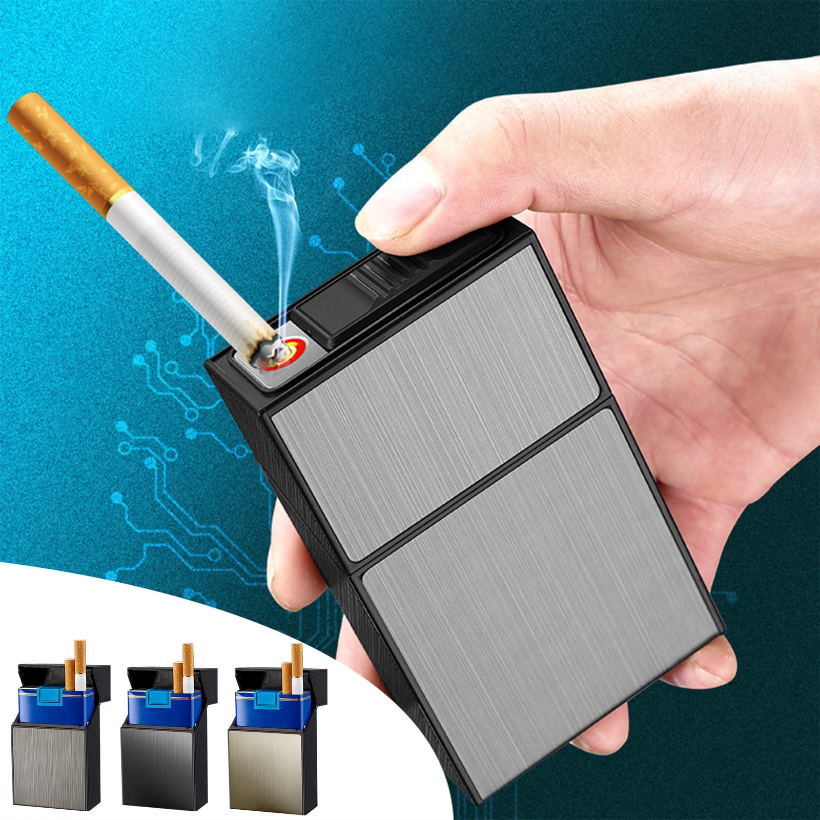 briquet pour cigarette Meilleur tui  cigarettes automatique en mtal avec briquet, bote d'allume-cigare un investissement durable pour les utilisateurs rguliers Briquet Mtal Rechargeable Coupe-Vent |