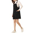 thumbnail image 4 of INSPIRE CHIC Robe en Velours Côtelé pour Femme, Bretelles Ajustables, Tablier-Chemise Boutonné, Robe Salopette avec Poches, G Noir, 4 of 6