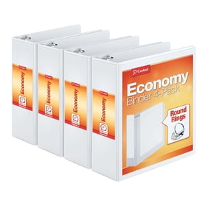 Cardinal Economy 3 Binder de sonnerie, 3 Inch, présentation, blanc, tient 625 Feuilles, antiadhésifs, PVC Gratuit. 4 Boîte de reliures (00430)