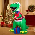 thumbnail image 4 of Costway 6FT Inflatable Christmas Dinosaur Dinosaur Decoration with LED Lights & Gift Box, 4 of 10