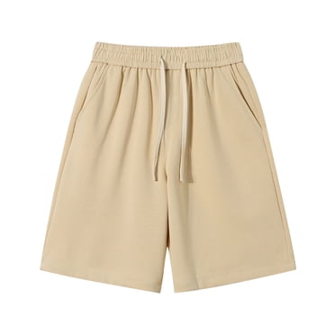 LOVZFMLL Men's Casual Shorts, Summer Loose Fit Solid Color Men Shorts, Sports Workout Running Basketball Shorts, Home Wear Shorts Khaki 5XL