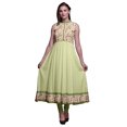 thumbnail image 1 of Bimba Robe Anarkali Jaune Pâle à Fleurs pour Femmes Kurti Imprimé Ethnique Indien Longue Kurta Robe de Soirée Grande, 1 of 6