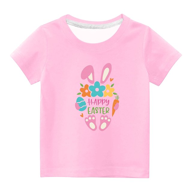 MeetoTime T-shirt à Manches Courtes de Pâques pour Enfants, Col Rond, Coupe Ample, Imprimé, pour Garçons et Filles, 3 à 14 Ans