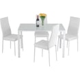thumbnail image 1 of FDW Dining Table Set Glass Dining Set for Small Spaces and Chairs for 4, Chairs Home Furniture Rectangular Modern, White, 1 of 7