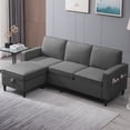 thumbnail image 1 of BALUS Pieces Couch Set, L Shaped Sofa with Storage Ottoman, 4-Seats Sofa Couches, Living Room Set Furniture, Linen,  Dark Gray, 1 of 5