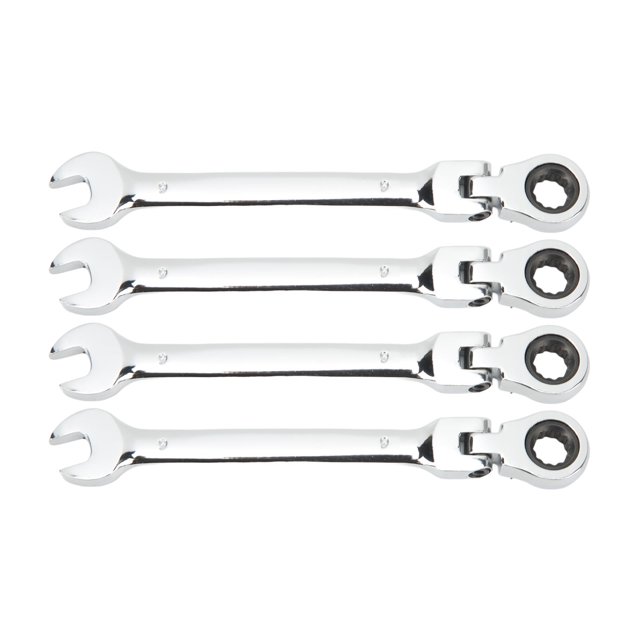 Swivel Head Ratchet Set, 4Pcs Swivel Head Ratchet Wrenches, Flexible Double End Ratcheting Wrench For Professional Mechanics