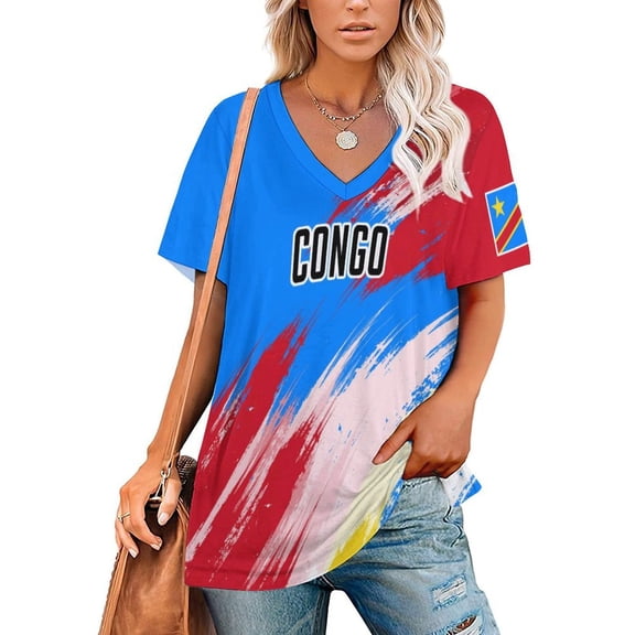 Chandail de Soccer Congo Personnalisé pour Femmes Style Décontracté Chandail avec Votre Nom Numéro