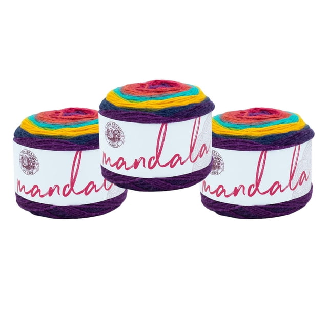 Lion Brand Yarn Mandala Multicolor Light DK Acrylic 3 Pack Yarn