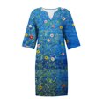 thumbnail image 5 of Robes pour Femmes 2024 Été Surdimensionnée Décontractée Ample Coton Lin Manches Courtes Col Rond Robe Manches Courtes Col Rond Robe Rabais de 50 % Liquidation!, 5 of 5