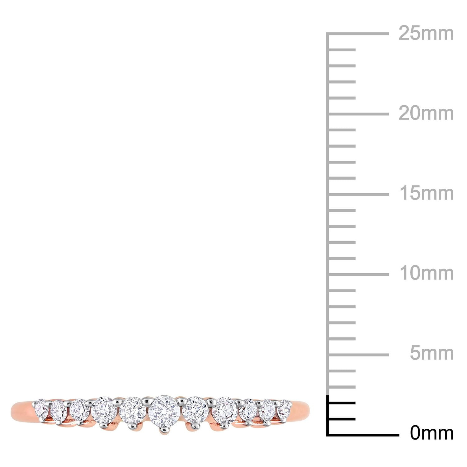 Miabella 1/5 Carat T.W. Diamond 14K Rose Gold Graduated Semi-Eternity Ring