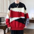 thumbnail image 3 of Pisexur Sweaters Men Soft and Comfortable Fall Sweaters Men Casual Printing Round Neck Solid Color Long Sleeve Striped Knit Sweater Red,M, 3 of 3