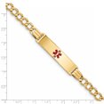 thumbnail image 3 of 14K Yellow Gold Medical Red Enamel Curb Link 5.9mm ID Bracelet, 3 of 3