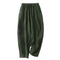 thumbnail image 1 of Birdeem Capris en Coton et Chanvre pour Femmes, Unies, Élastiques, Brodées, 1 of 1