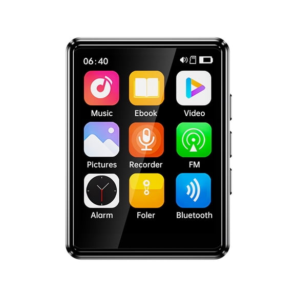 TopLLC Lecteur MP4 avec Bluetooth, Mini Portable Lecteur de Musique à Écran Tactile 1,8 Pouces avec Haut-Parleur, Lecteur Audio Numérique Sans Perte avec Enregistreur Vocal Radio FM Livre Électronique et Alarme pour Étudiant Sports Bureau