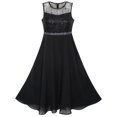 thumbnail image 1 of Robe Fille en Chiffon avec Strass pour Demoiselle d'Honneur, Danse, Bal, Maxi Robe 10 Ans, 1 of 7