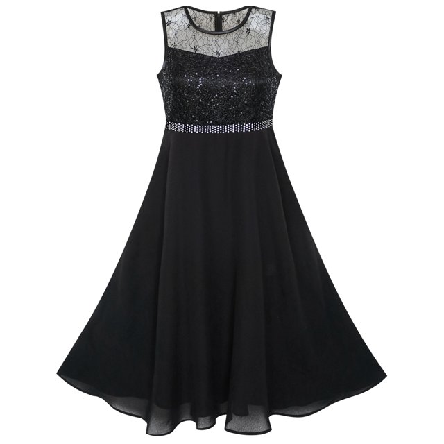 Robe Fille en Chiffon avec Strass pour Demoiselle d'Honneur, Danse, Bal, Maxi Robe 10 Ans