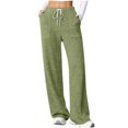 thumbnail image 1 of fatyb Womens Casual Ribbed Knit Pants Wide Leg Lounge Pants with Pockets Drawstring Loose Comfy Trousers, 1 of 6