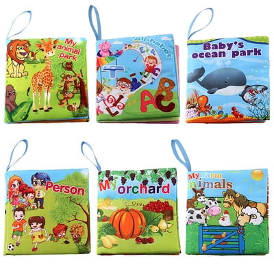 Baby Cloth Book Set for Babies Educational Soft Books for Early Learning 6-Pack Family Friendly Story Books for Developmental Skills
