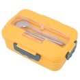 thumbnail image 3 of Thermal Lunch Box, Large Capacity Bento Lunch Box Portable  Microwaveable Compartments Design With Spoon  Chopsticks   For Office For Students Elegant Blue Lunch Box, 3 of 8