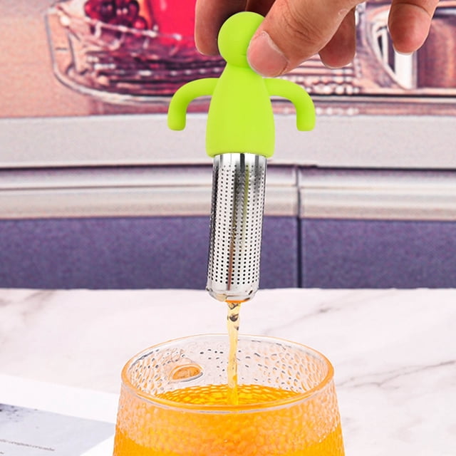 Kctiaxy Silicone Tea Infuser Human Shaped Tea Filter Tea Making Machine Stainless Steel Tea Glass Tea Making Machine Tea Filter Creative Tea Glass Kitchen Appliances